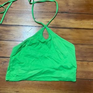 Zara, green, crop top, halter